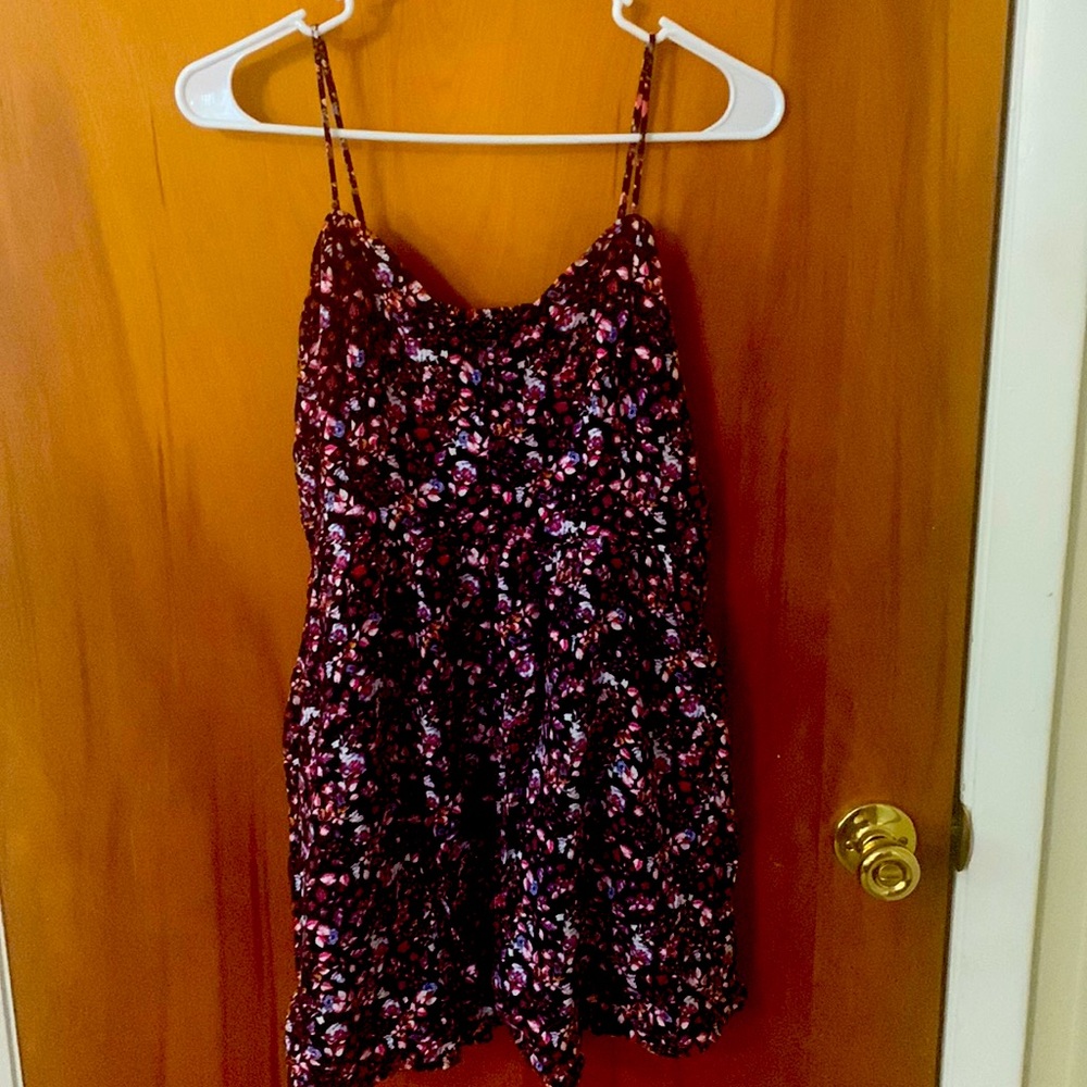 Express - Purple Floral Skater Dress - Adjustable Straps - Women’s M